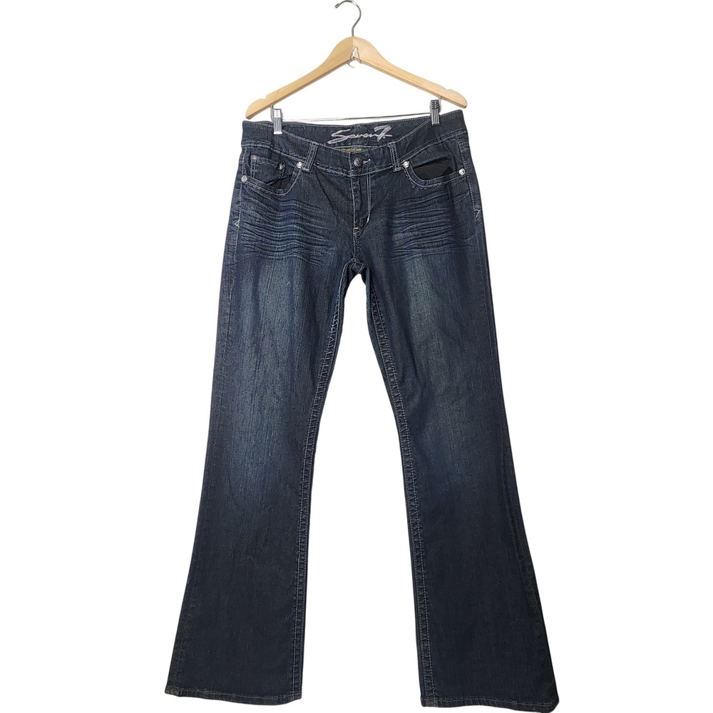 Seven7 Bootcut Jeans 32x34 Low Rise Western Long Inseam Stretch Embroidered